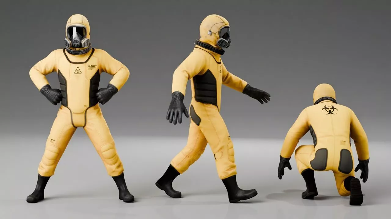 Modern Hazmat Suit - Rigged Low-poly 3D model