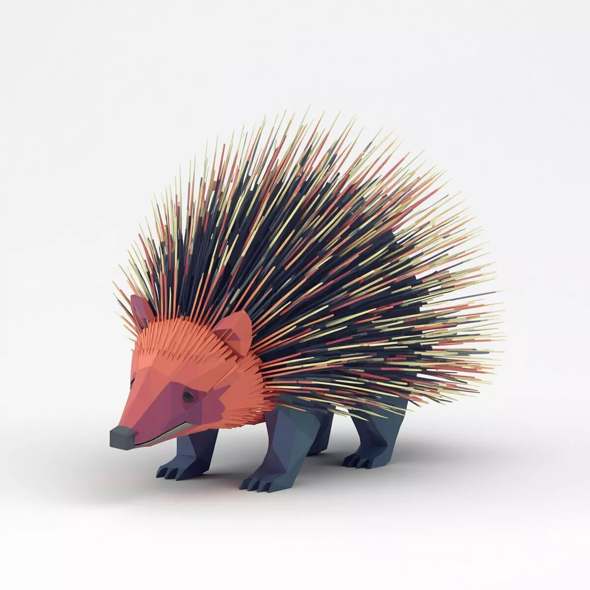 Low Poly Porcupine 3D Model - Geometric Wildlife Asset 3D print model