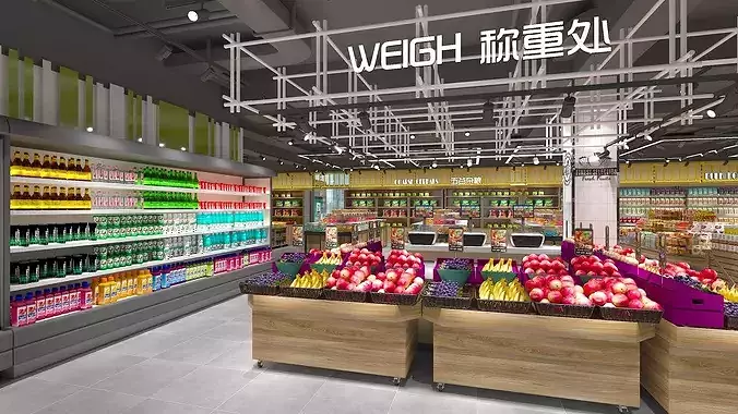 Supermarket 3D model 7