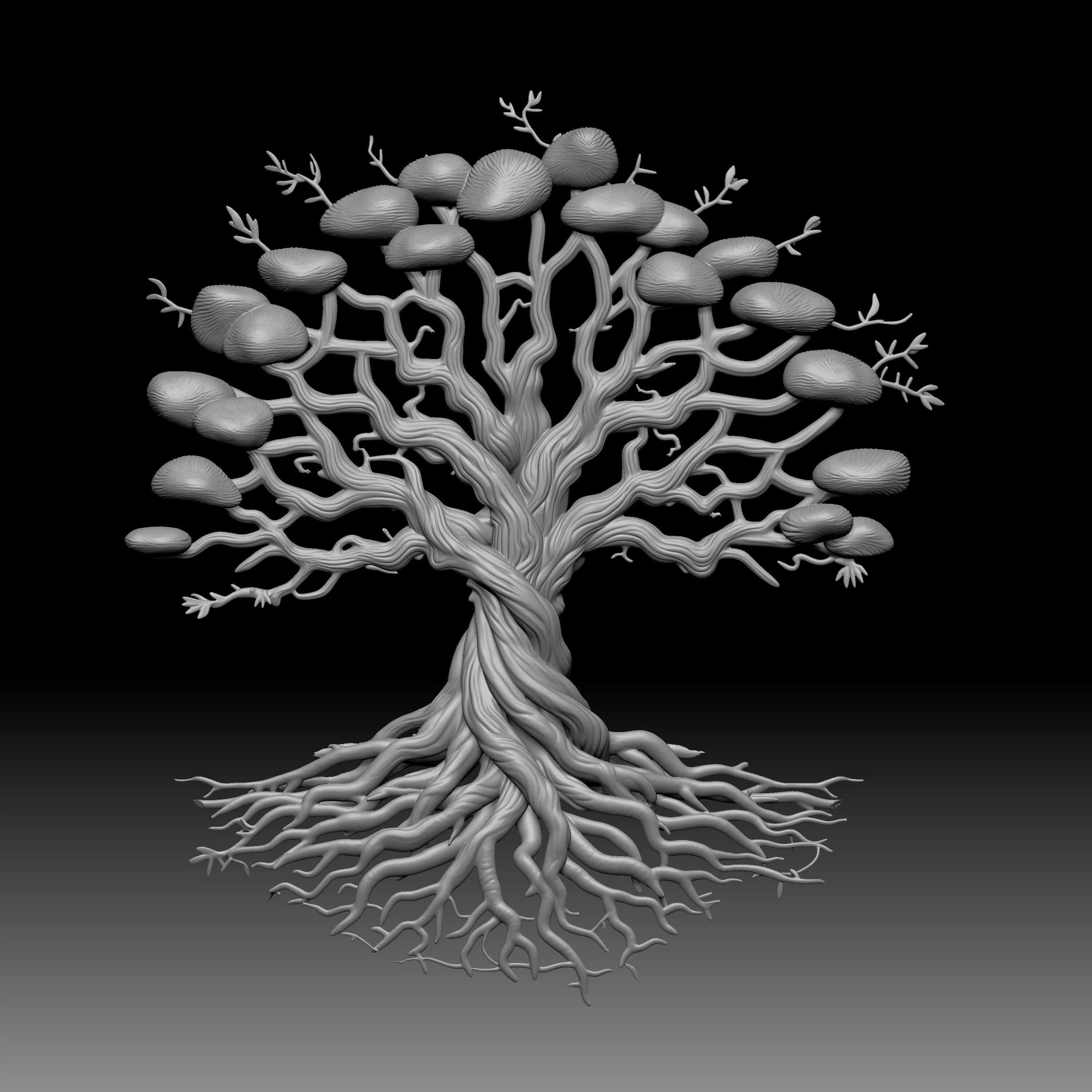 digital sculpt of a Tree of Life 3D print model