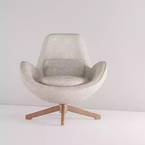 Modern Fabric Swivel Armchair with Separate Cushions 3D model 5