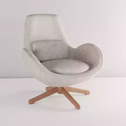 Modern Fabric Swivel Armchair with Separate Cushions 3D model