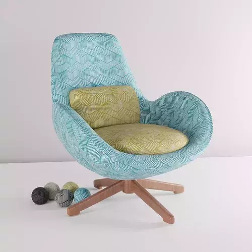 Modern Fabric Swivel Armchair with Separate Cushions 3D model 6