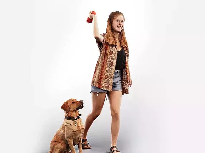 Nele and Nova - 14779 Woman Throwing Dog Toy