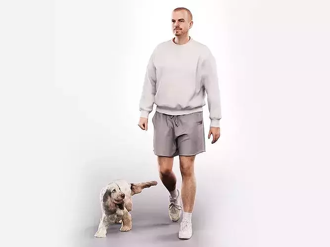 Noel and Tidus - Man Walking Casual With Dog