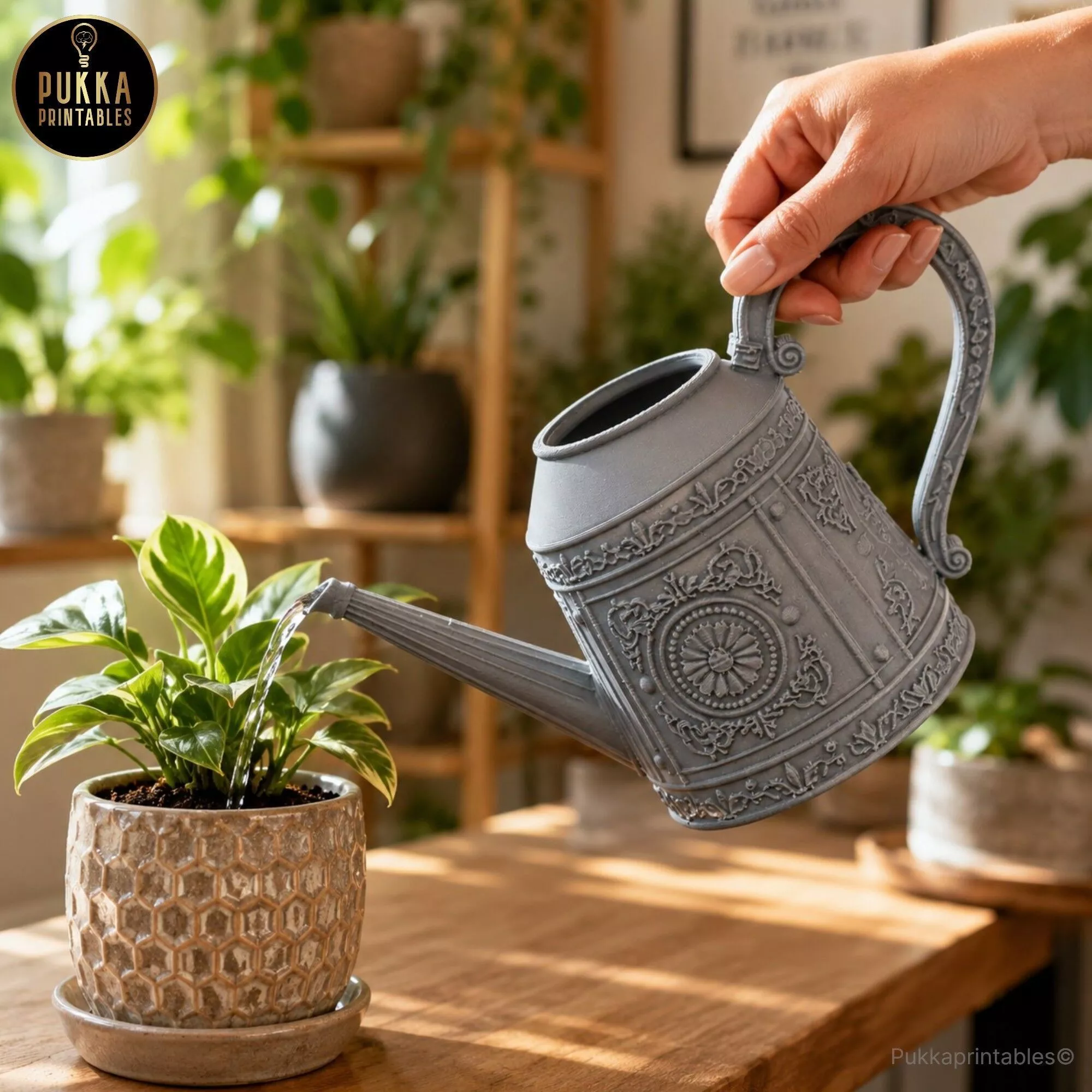Victorian Style Mini Watering Can STL 3D Printable Antique Tin 3D print model