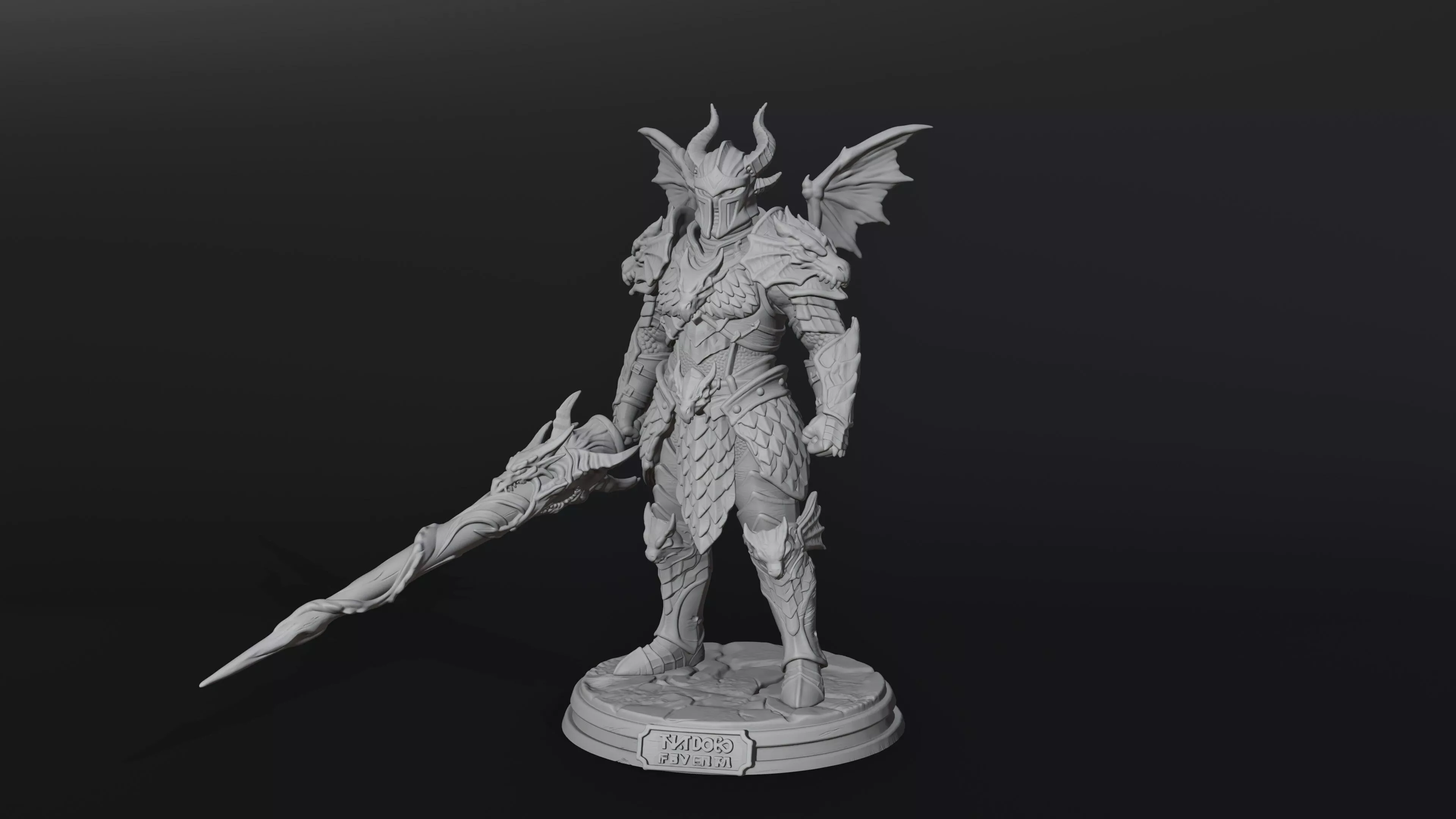 Dragon Knight Warrior Miniature 3D Print Model 3D print model