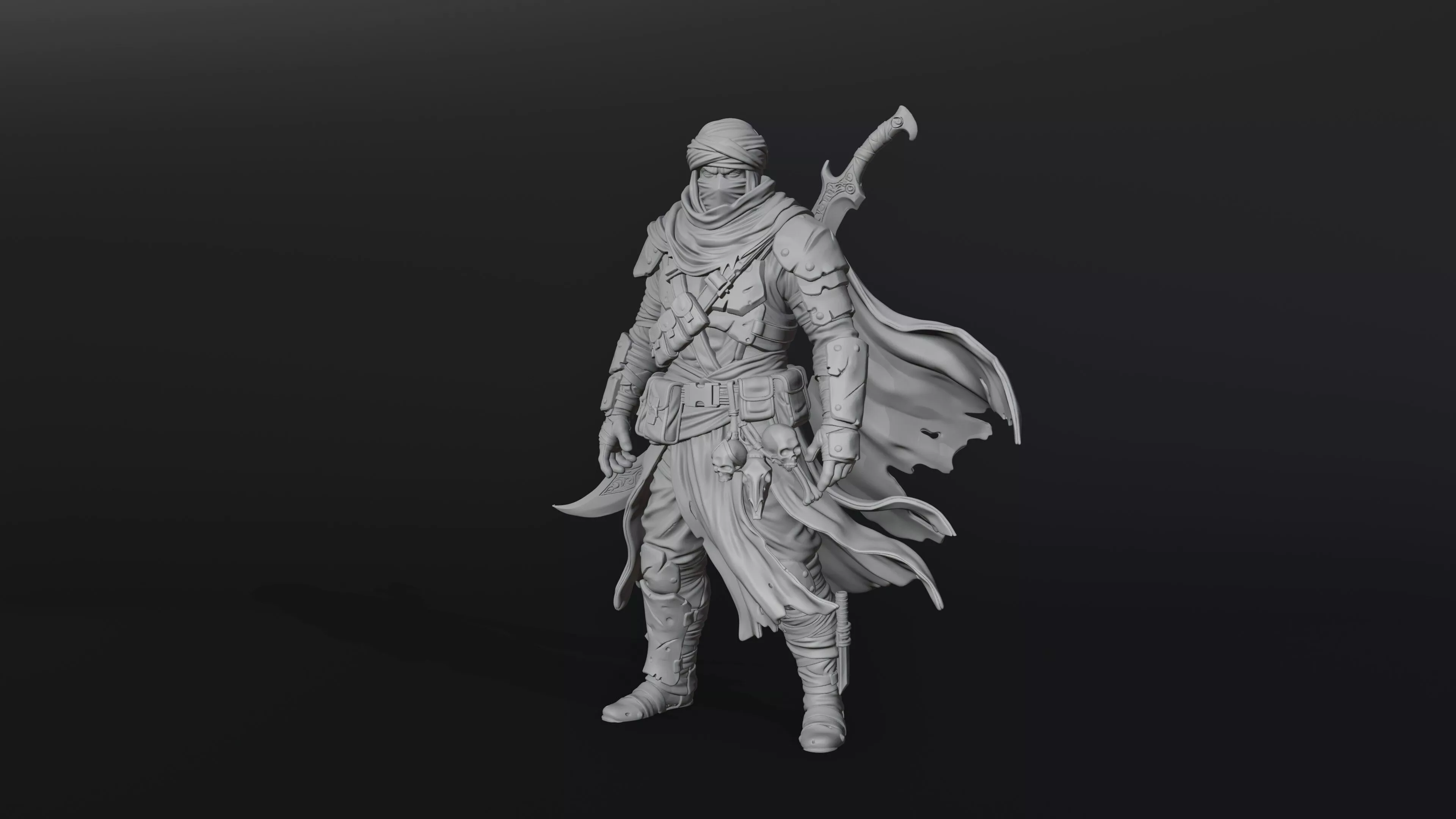Desert Rogue Assassin Miniature 3D Print Model 3D print model