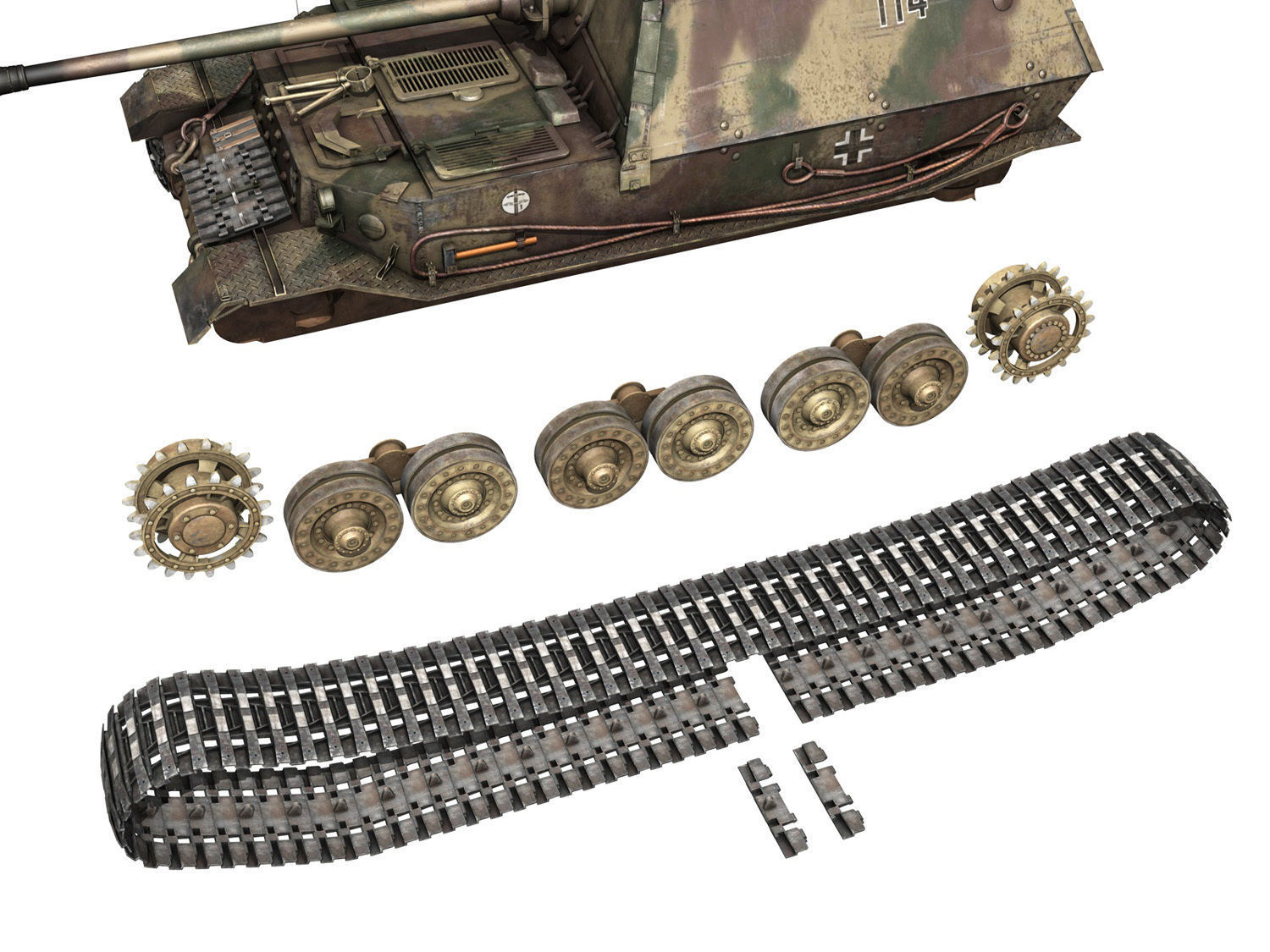 Ferdinand Tank destroyer - Tiger P - 114 3D model_10