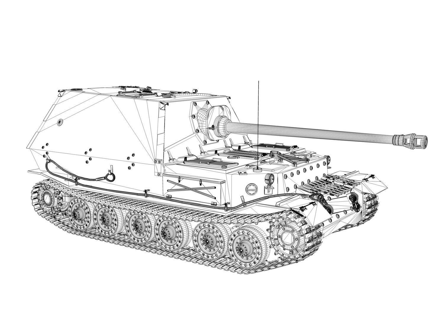 Ferdinand Tank destroyer - Tiger P - 114 3D model_11