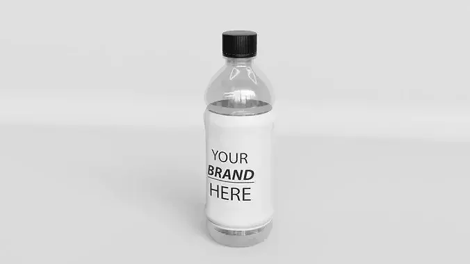 Water bottle plastic mockup Low-poly 3D model 2