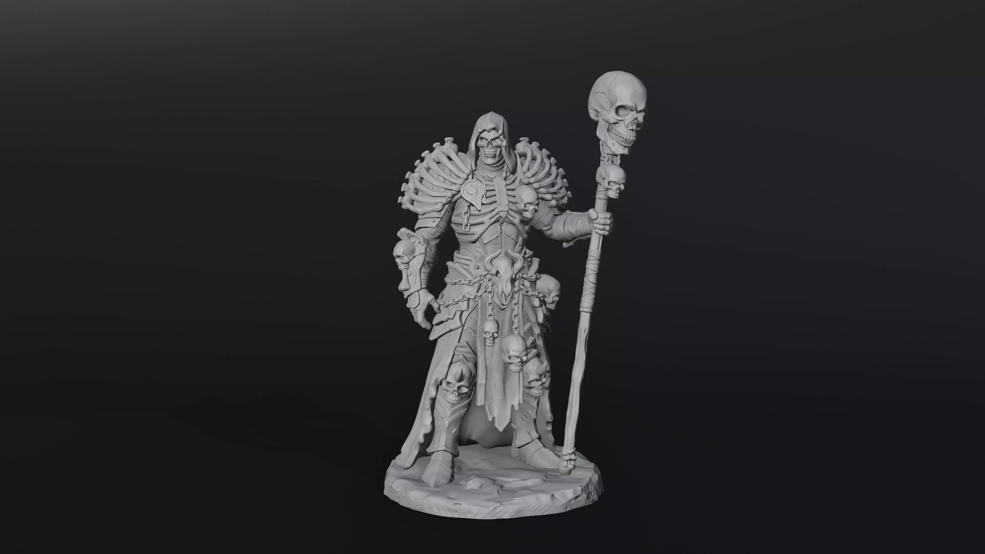 Necromancer Skeleton Mage Miniature 3D Print Model 3D print model