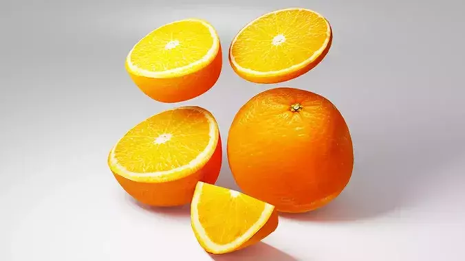 Orange Fruit Pack with Slices Low-poly 3D model
