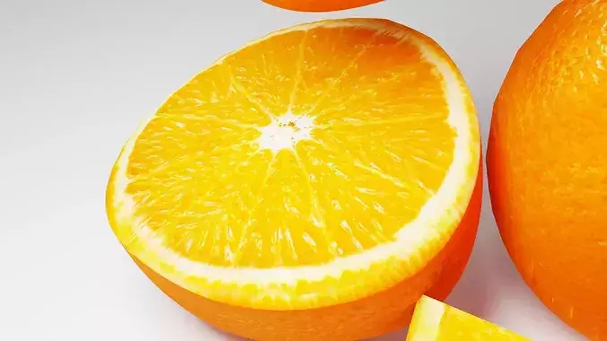 Orange Fruit Pack with Slices Low-poly 3D model 5