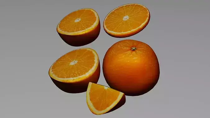 Orange Fruit Pack with Slices Low-poly 3D model 3