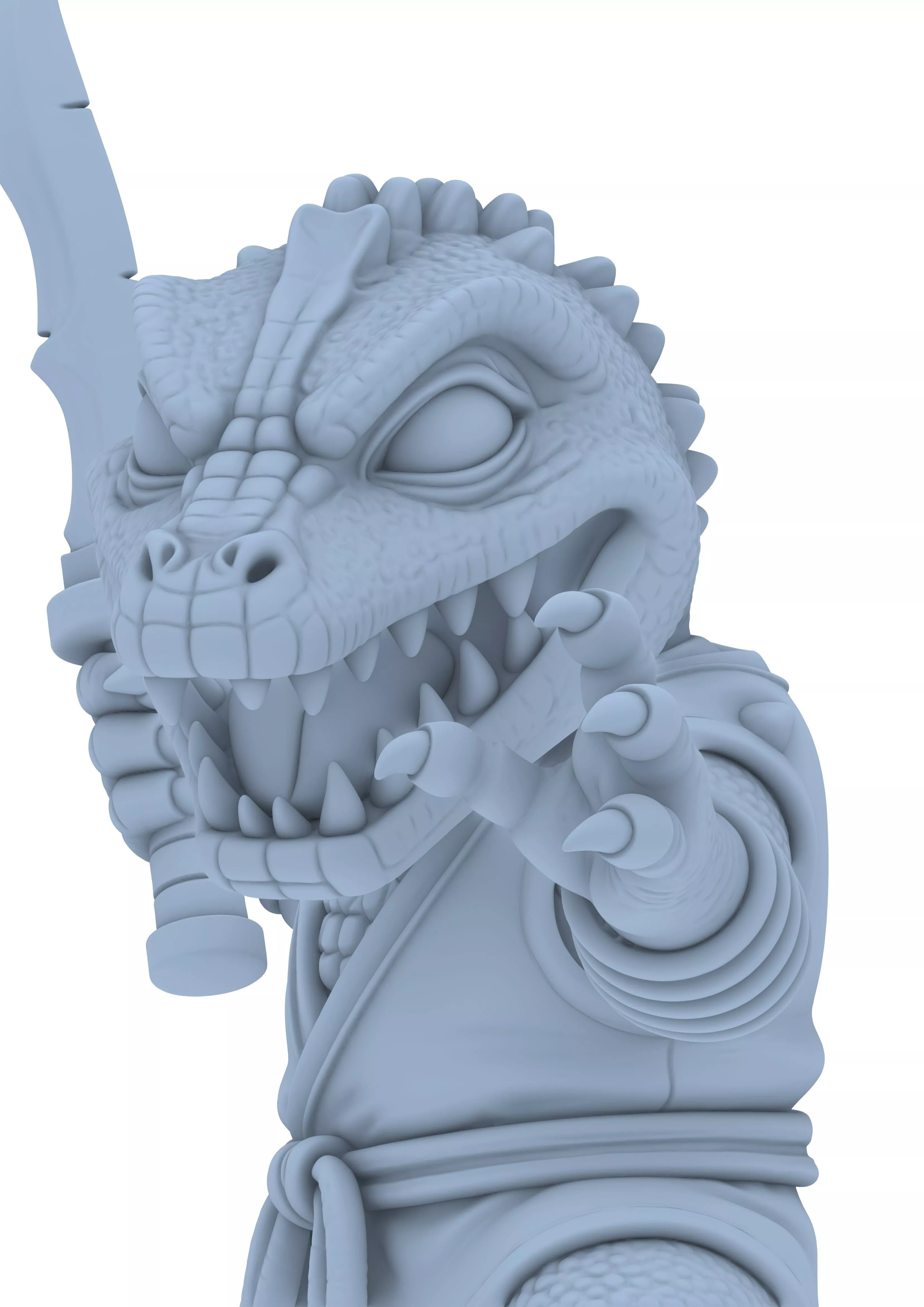 Chibi Lizard Fighter Gecko Martial Arts Reptile Warrior 3D print model