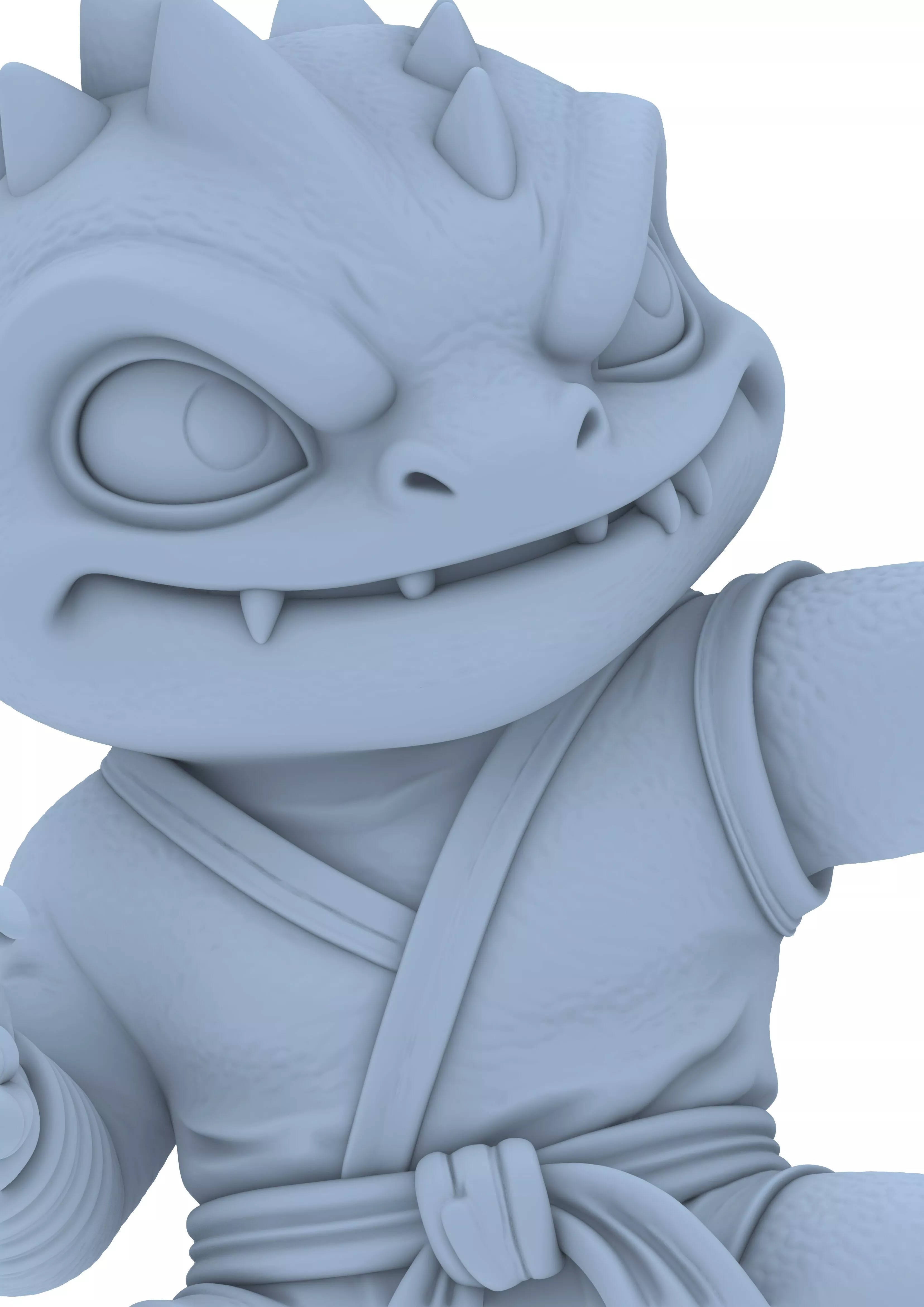 Chibi Lizard Fighter Gecko Martial Arts Reptile Warrior 3D print model