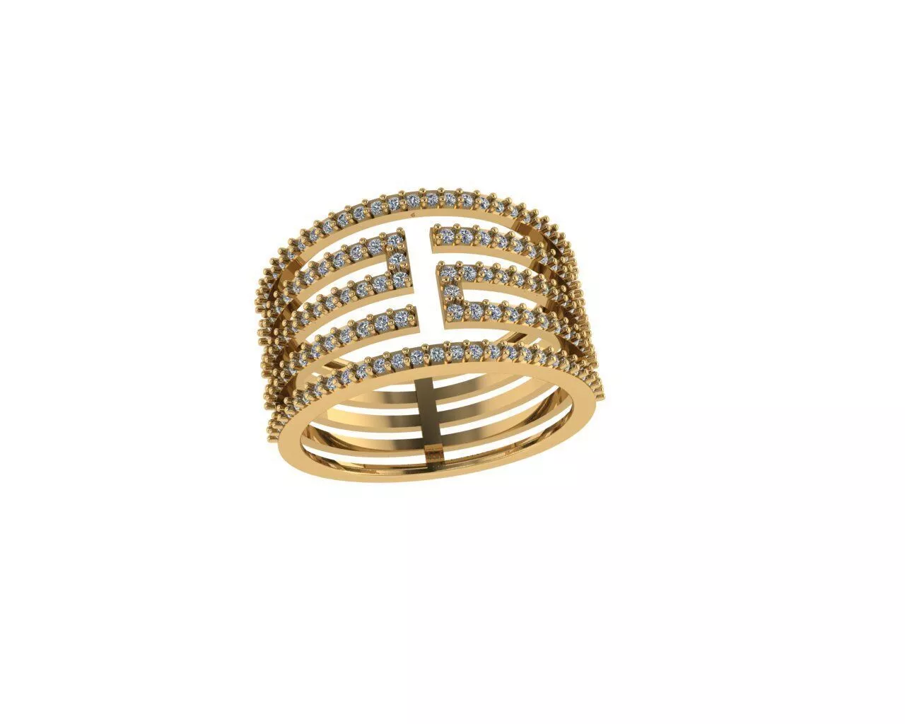 Yellow Gold Diamond Ring For Women 3D print model