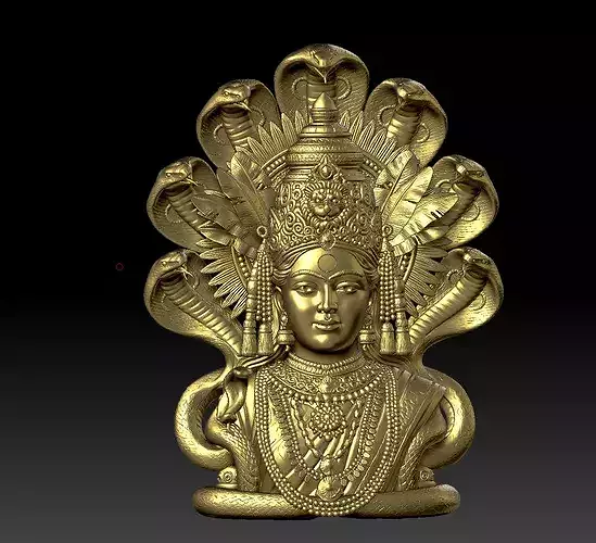 Goddess Naga-Crown Divine Idol 3D Model