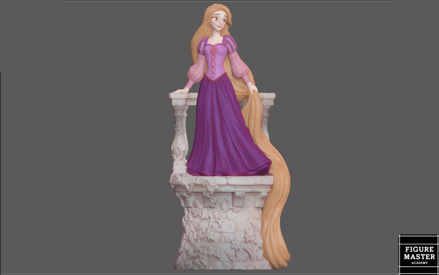 RAPUNZEL PRINCESS WITH TOWER BASE STATUE DISNEY ANIME 3D print model