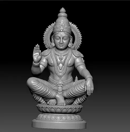 Ayyappa Swamy Seated Divine Idol 3D Model