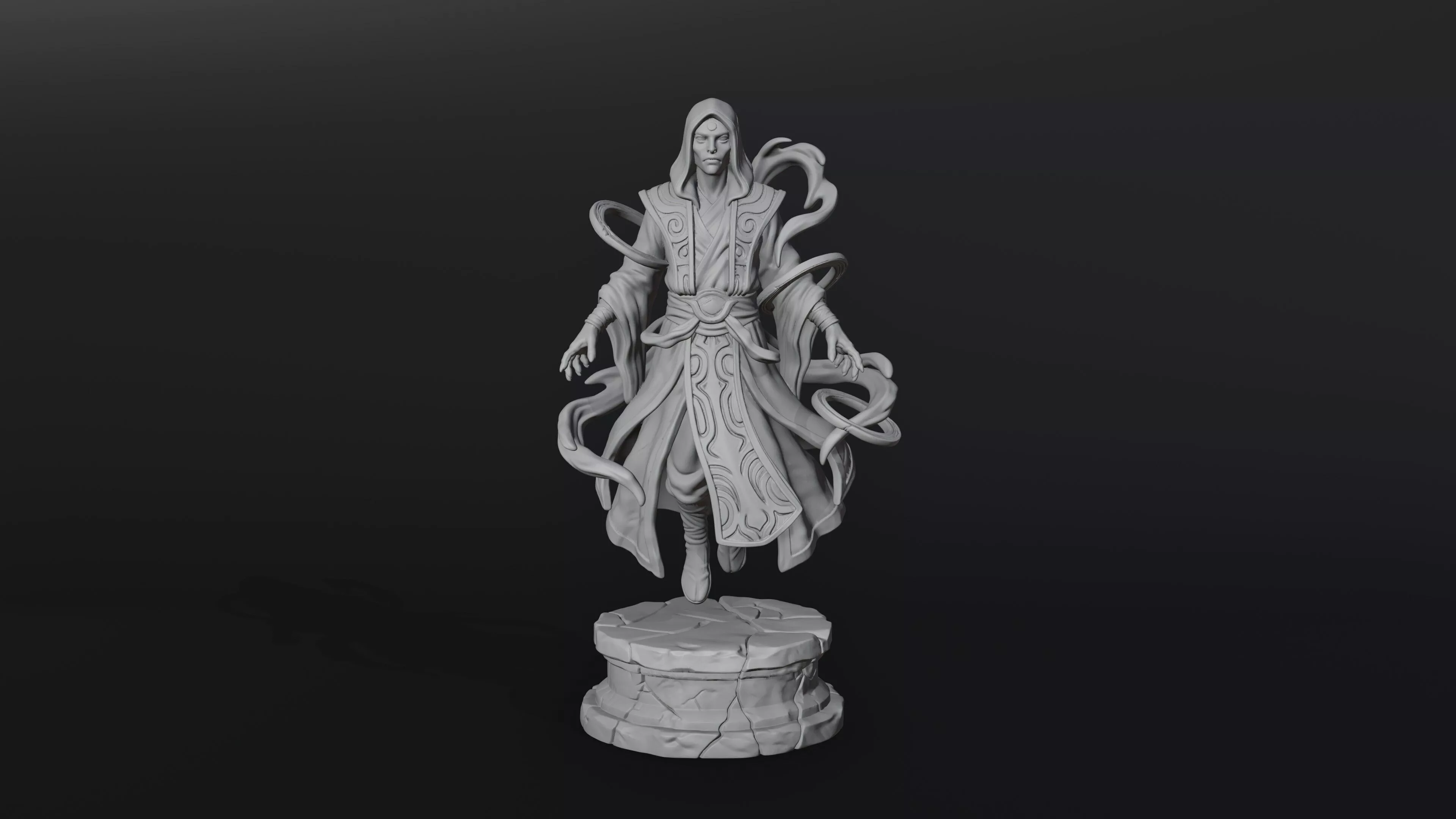 Floating Hooded Mage Miniature 3D Print Model 3D print model