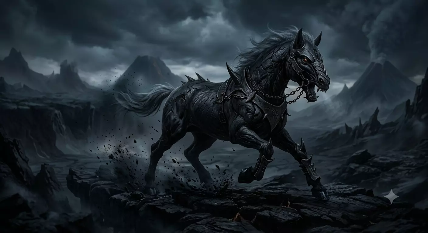 Dark Underworld Knight Steed - Dark Fantasy Horse 3D print model