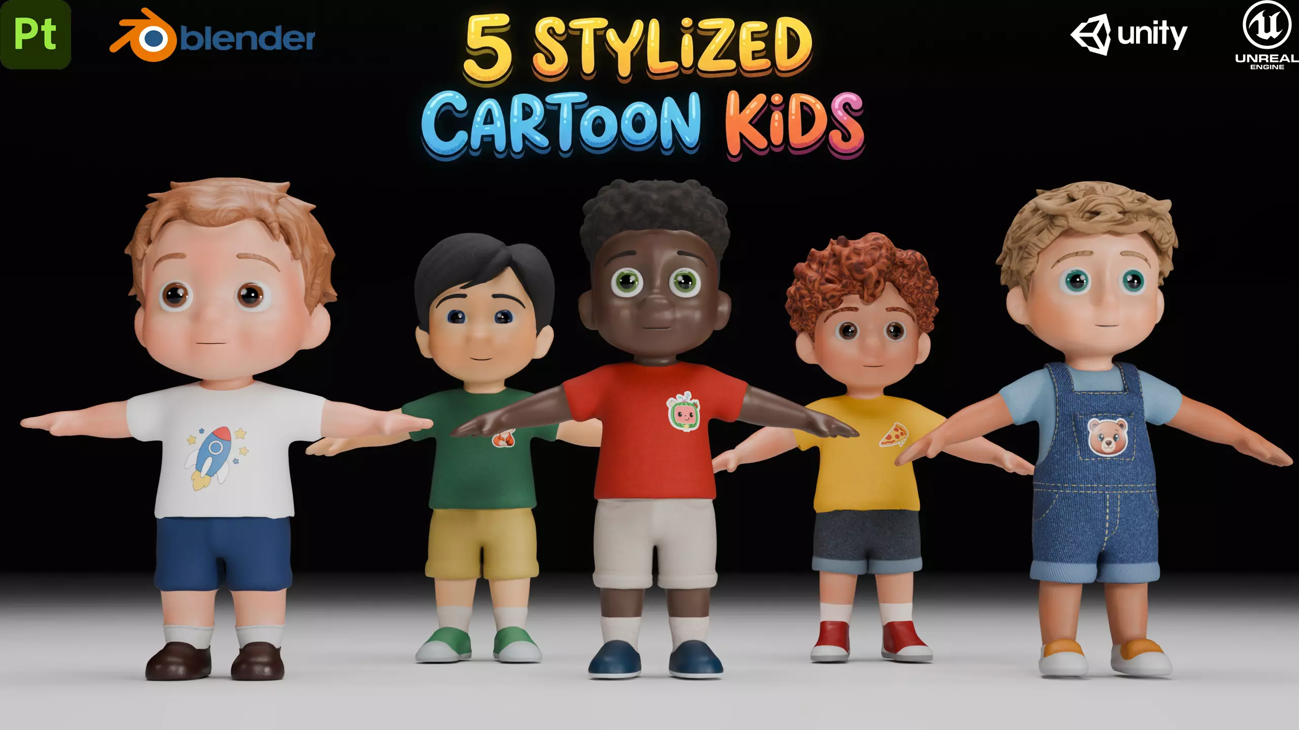 Stylized Chibi Kids Pack - Volume 1 Low-poly 3D model