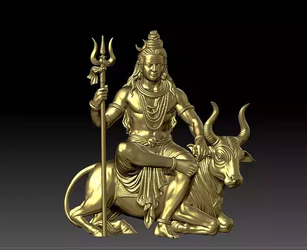 Lord Shiva with Nandi Divine Idol 3D Model