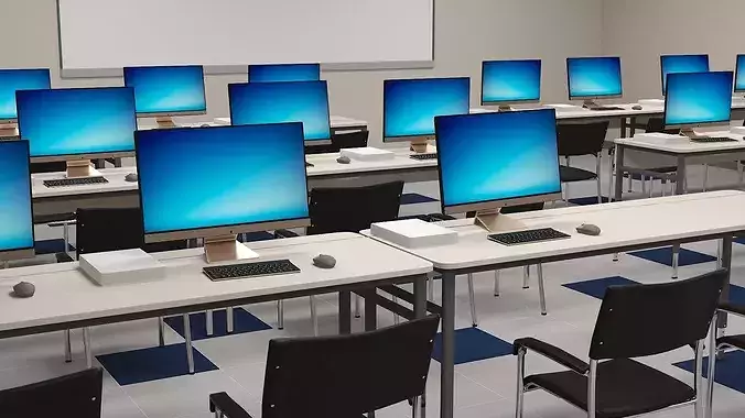 Computer Laboratory Classroom 3D model 7