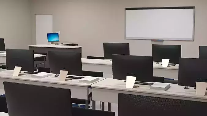 Computer Laboratory Classroom 3D model 6