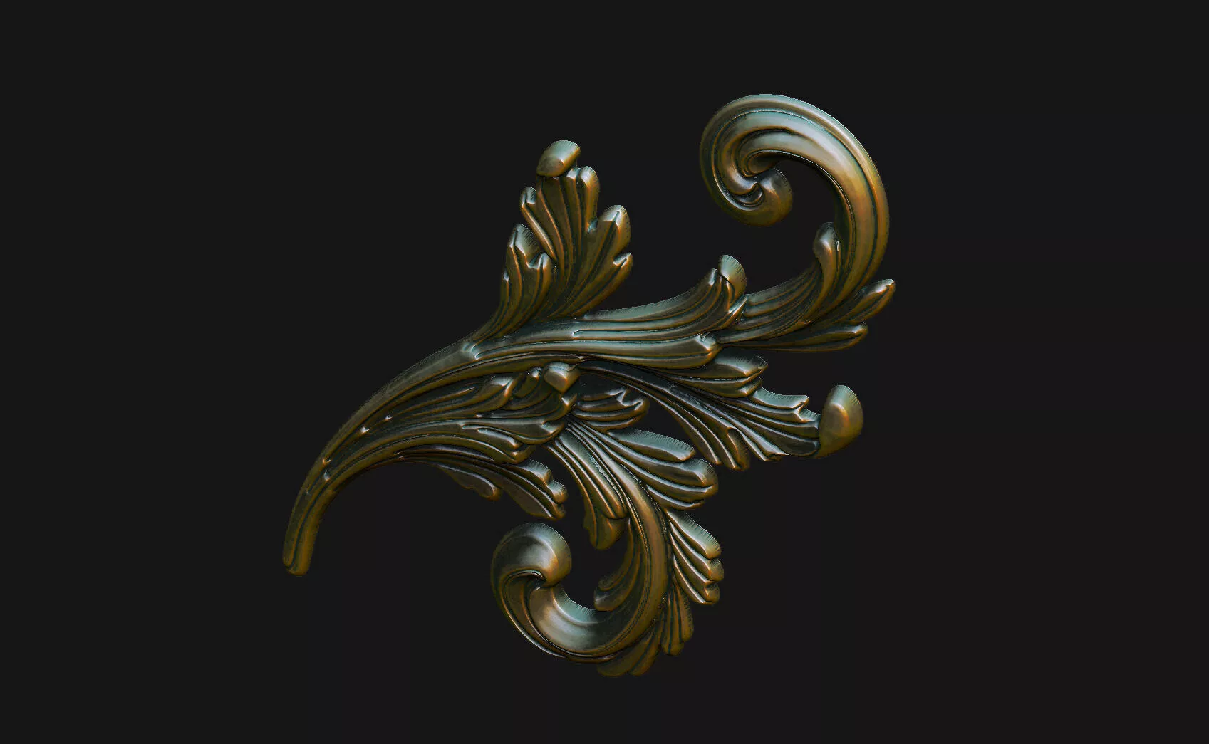 acanthus-leaf-3d baroque-ornament-stl cnc-wood-carving 3D print model