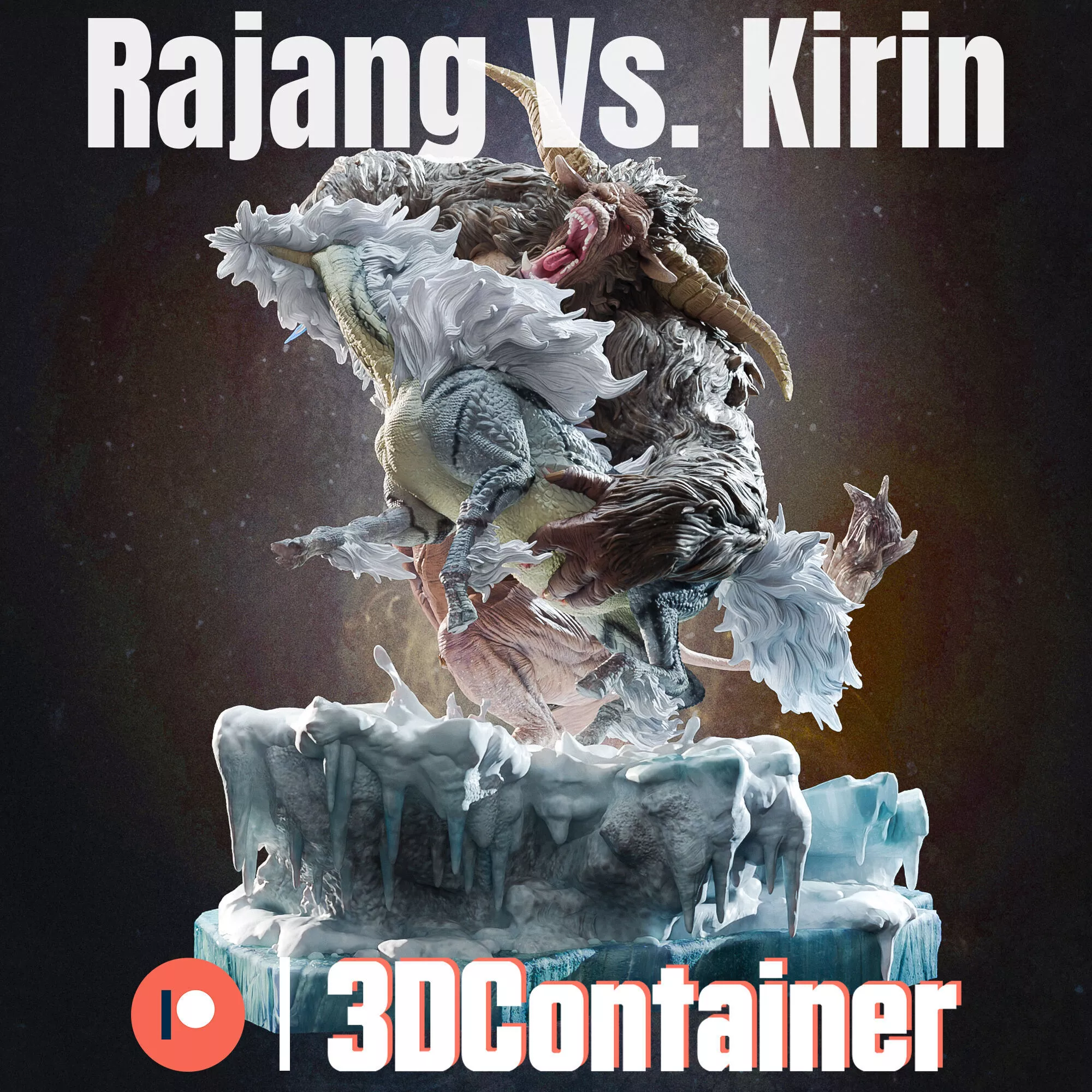Diorama Rajang Vs Kirin- Fan Art 3D print model