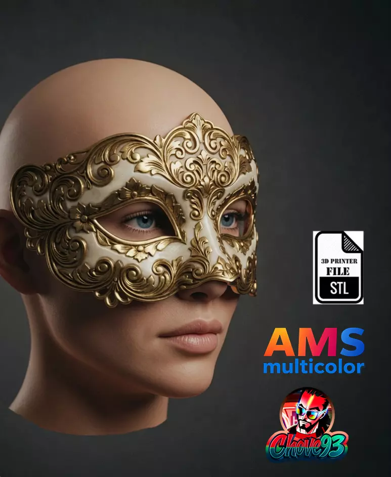 Royal Venetian Mask STL and 3MF multicolor for 3d printer 3D print model