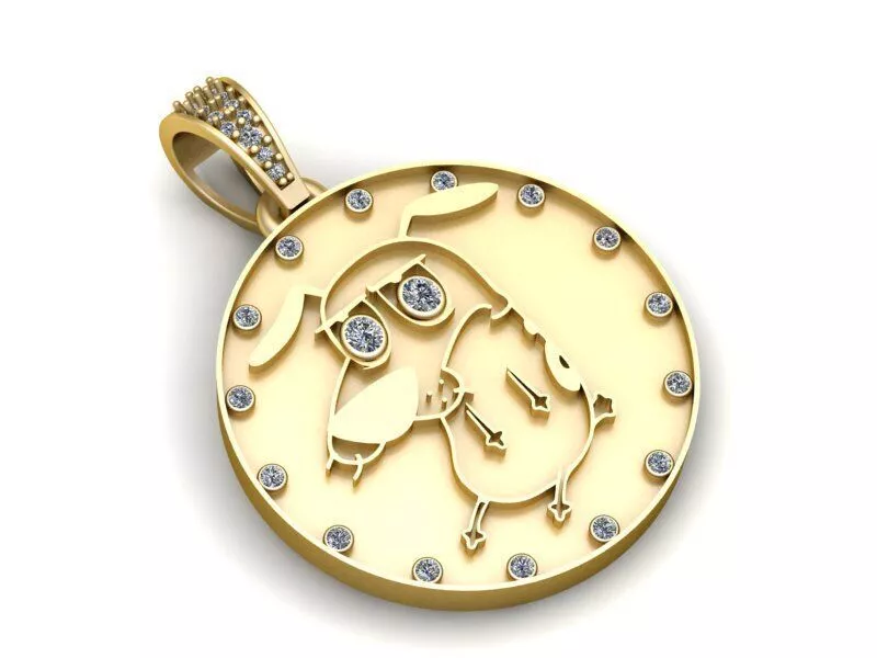 Diamond Dog Medallion Pendant 3D print model
