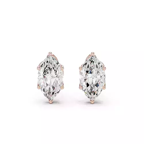 Marquise Diamond 3 ct Solitaire Studs Earrings 3dm stl renders 