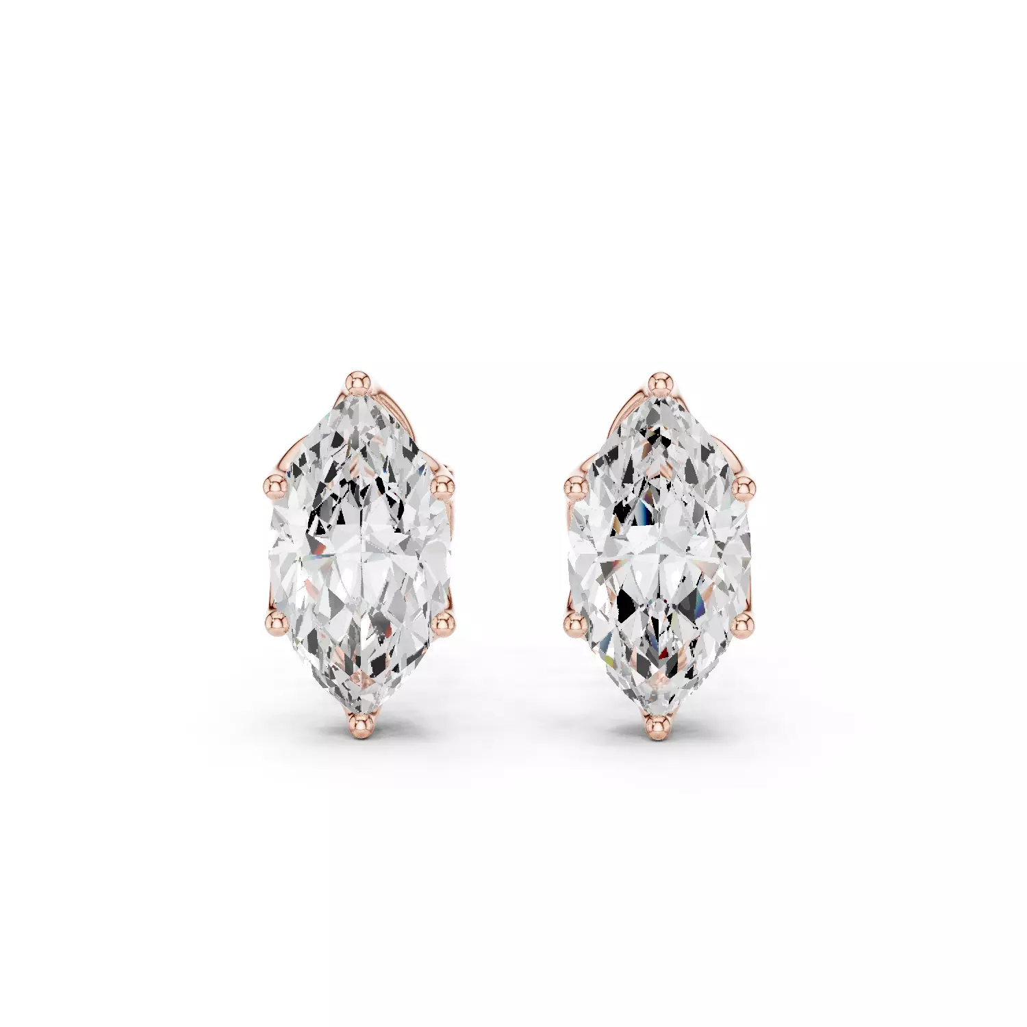 Marquise Diamond 3 ct Solitaire Studs Earrings 3dm stl renders 3D print model