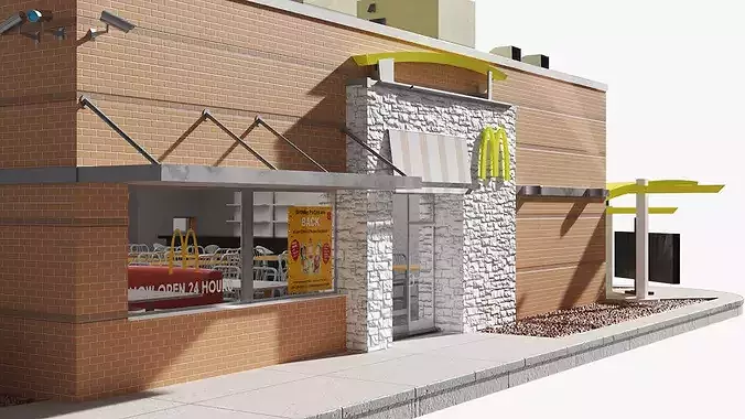 McDonalds Standalone Building 3D model 7