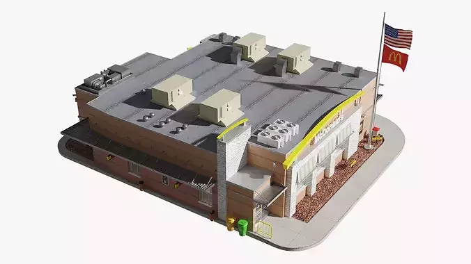 McDonalds Standalone Building 3D model 5
