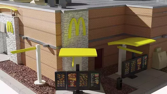 McDonalds Standalone Building 3D model 6