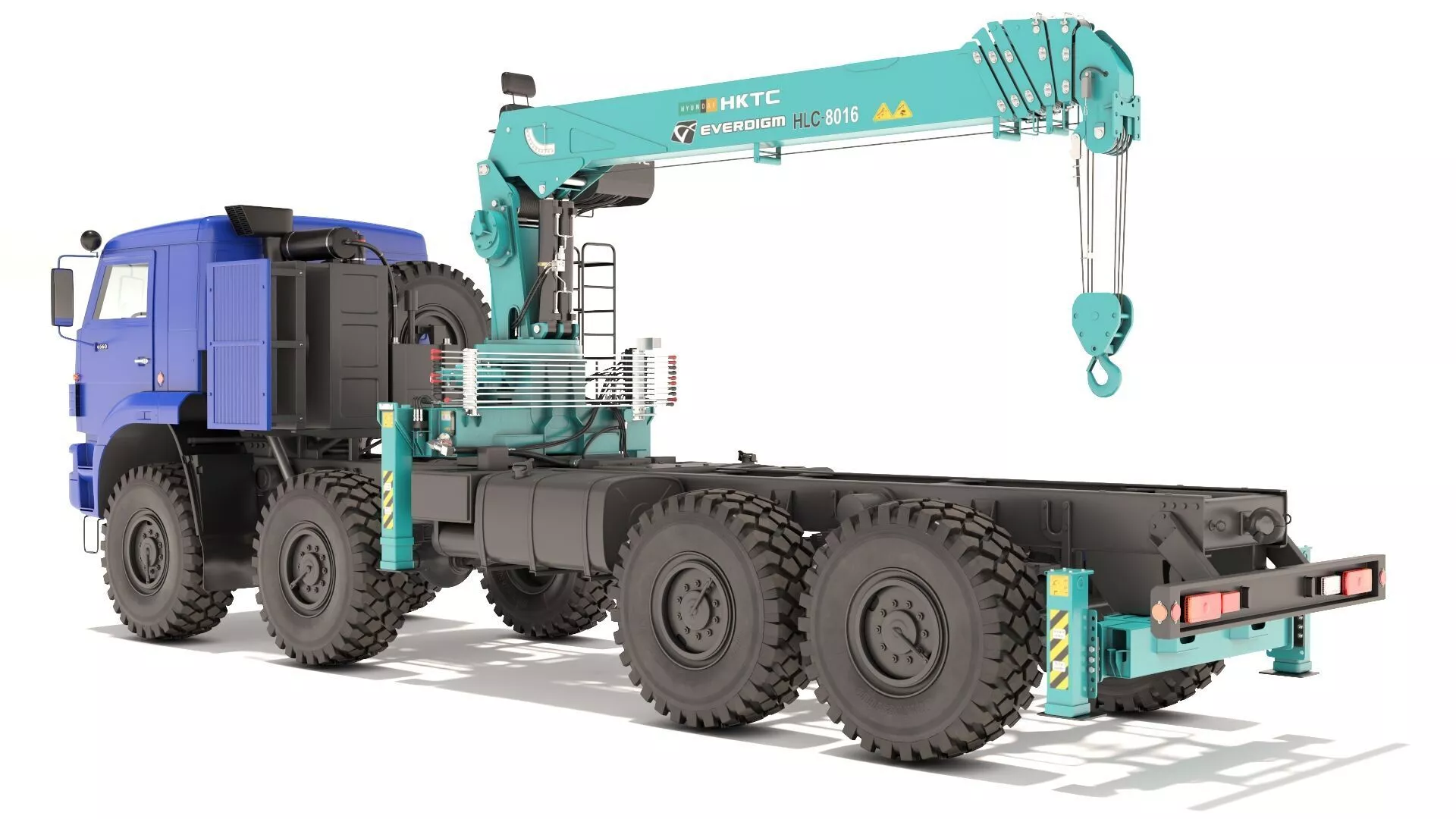 Hyundai HLC 8016 Crane Equipment on Kamaz Truck Rigged 3D model