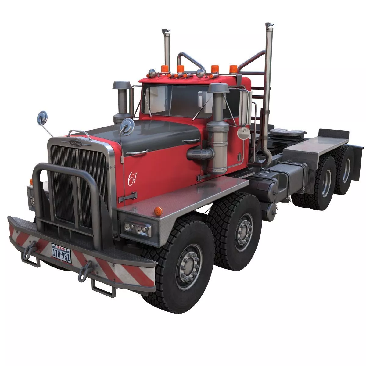 Twinsteer heavy-duty truck Low-poly 3D model