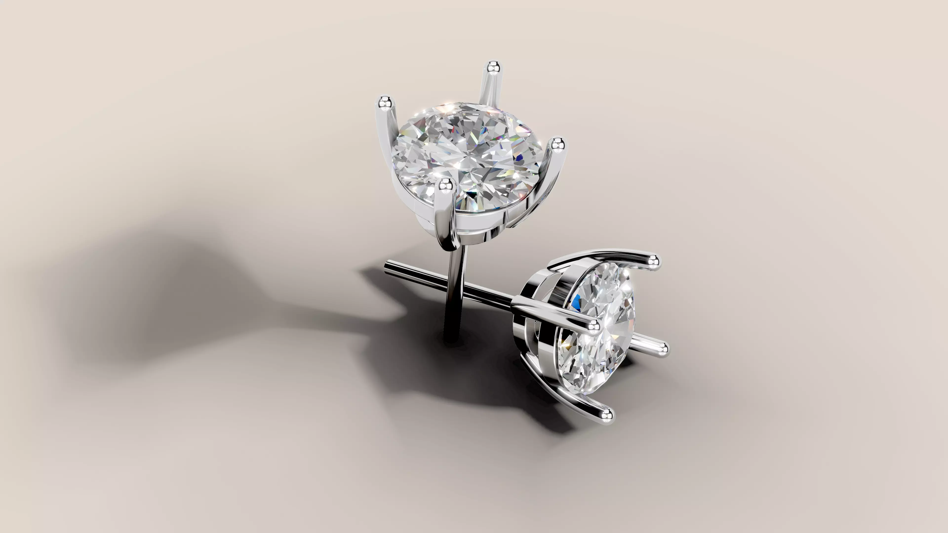 Four Prong Stud Earrings 3D Model 3D print model