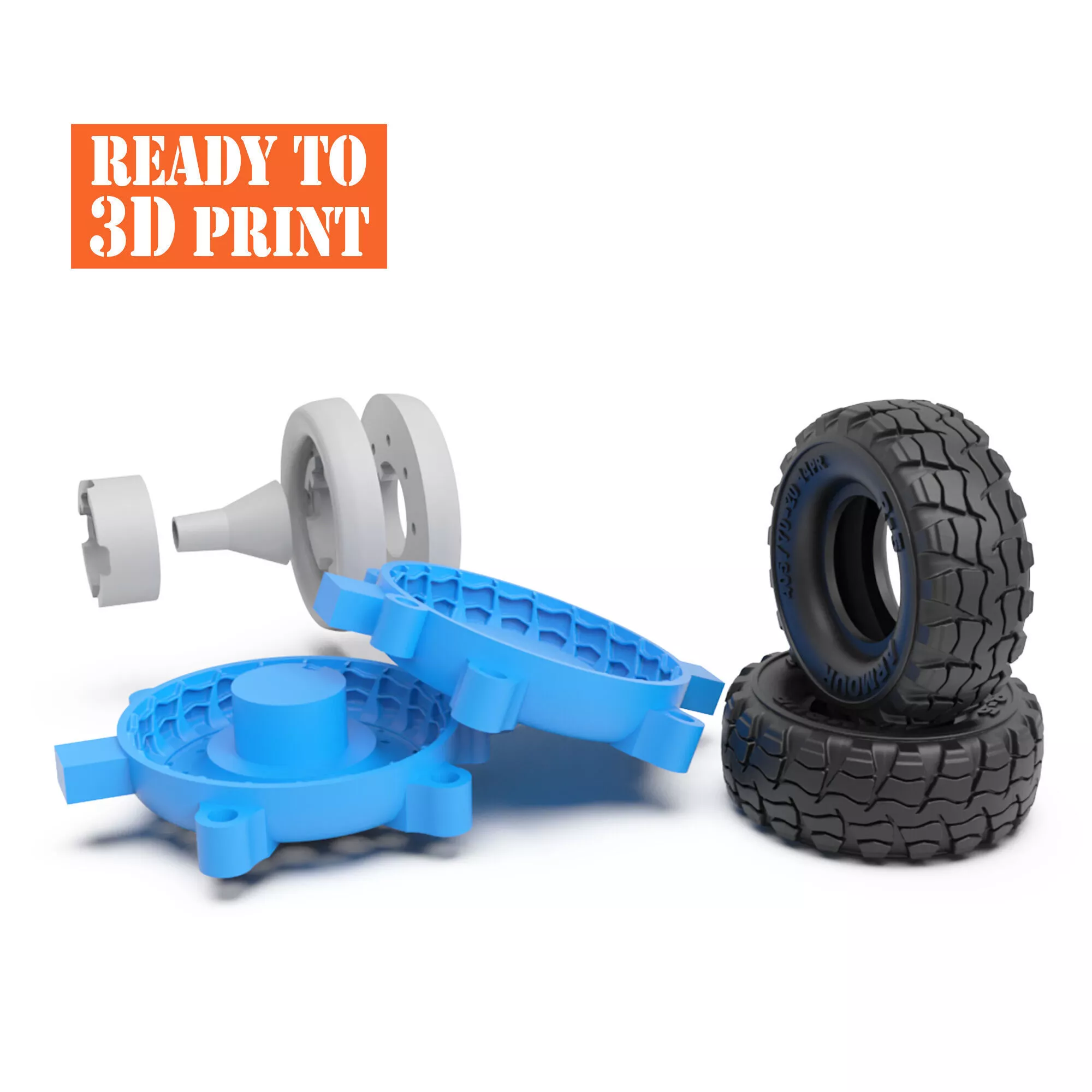 Industrial Wheel and Mold Set R5 tire Model STL 3D print model