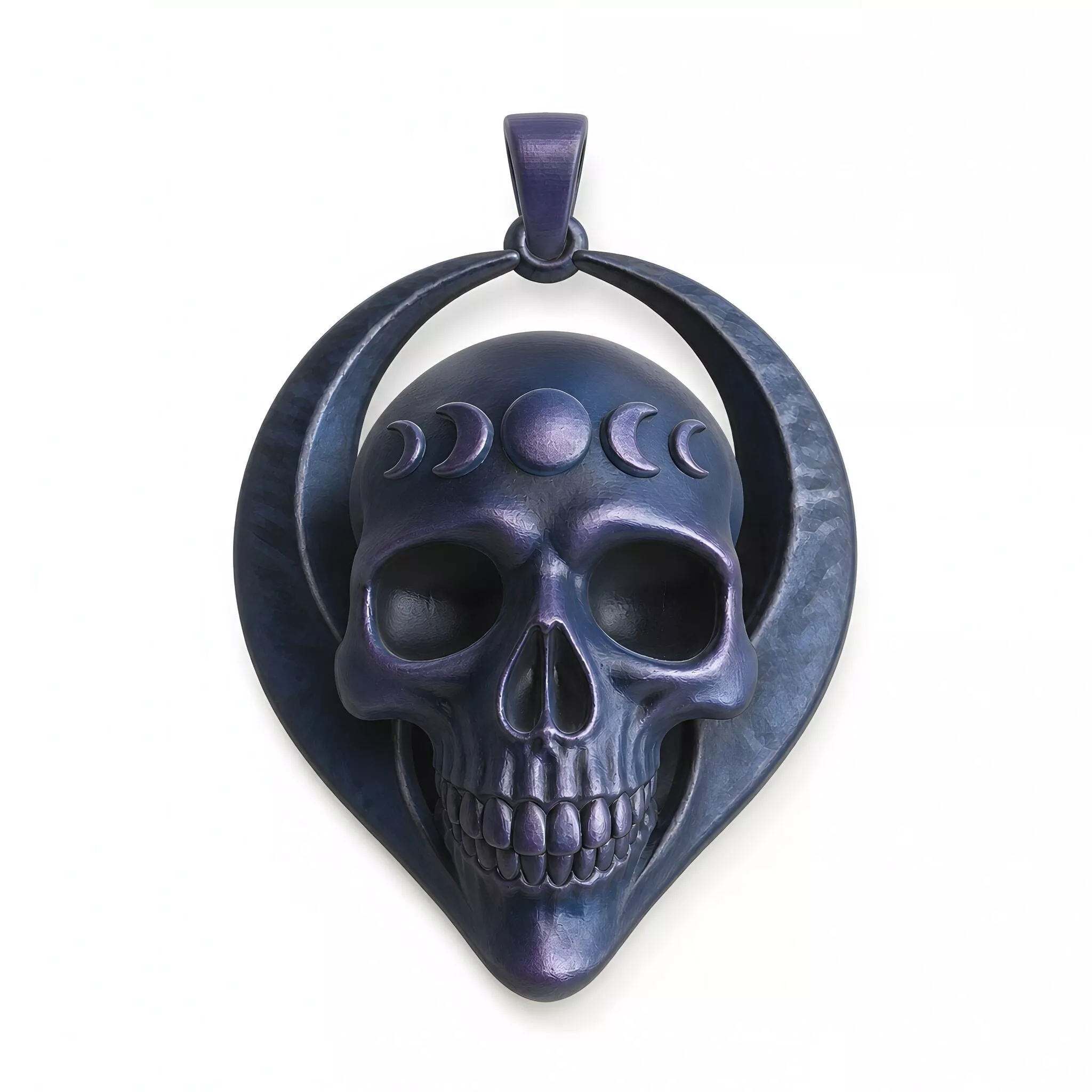 Moon Phase Skull Pendant 3D Printable 3D print model