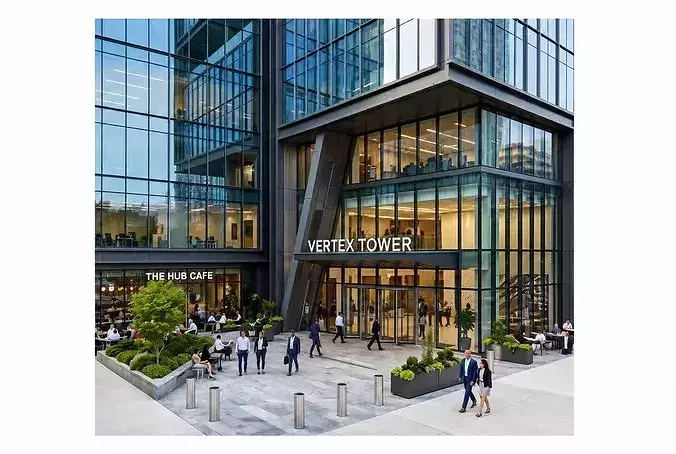 Modern Glass Office Tower Commercial Building 3D Model 3D model