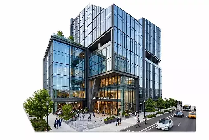 Modern Glass Office Tower Commercial Building 3D Model 3D model 3