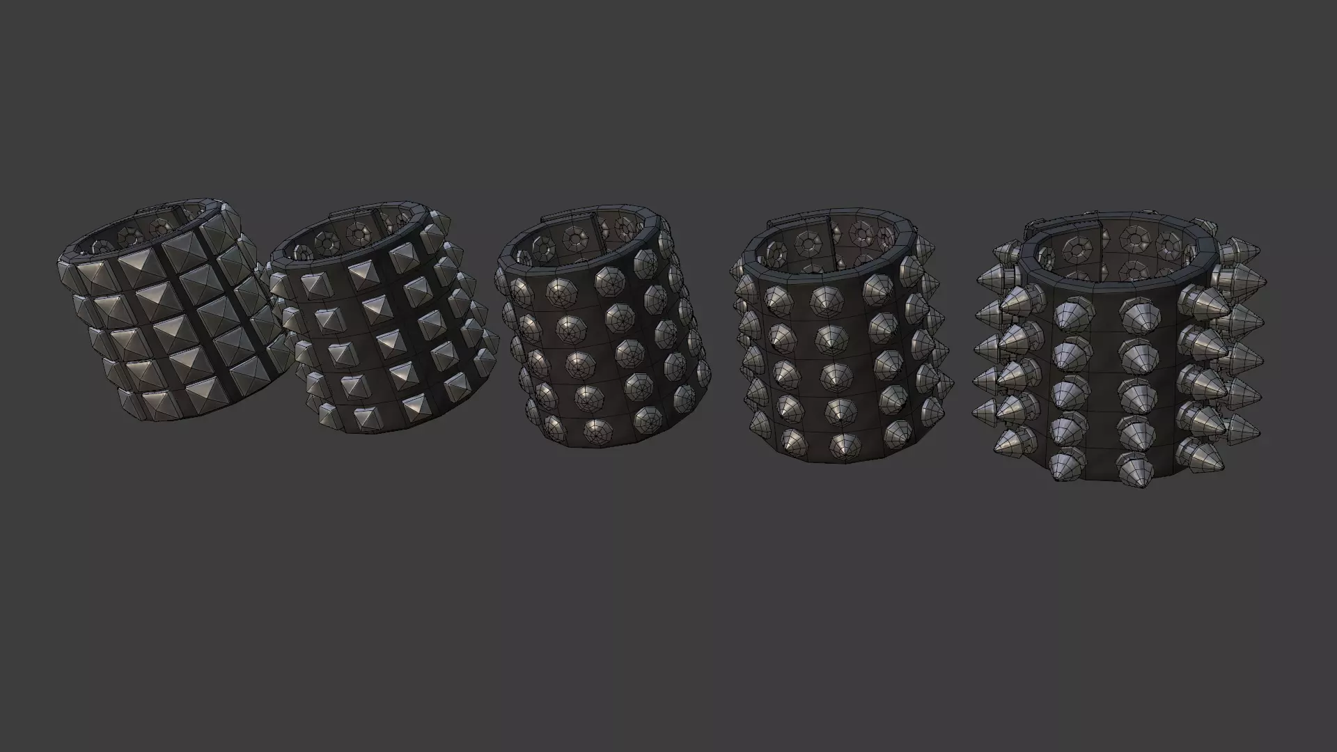 Punk Bracelet Cone Version 1-5 Low-poly 3D model
