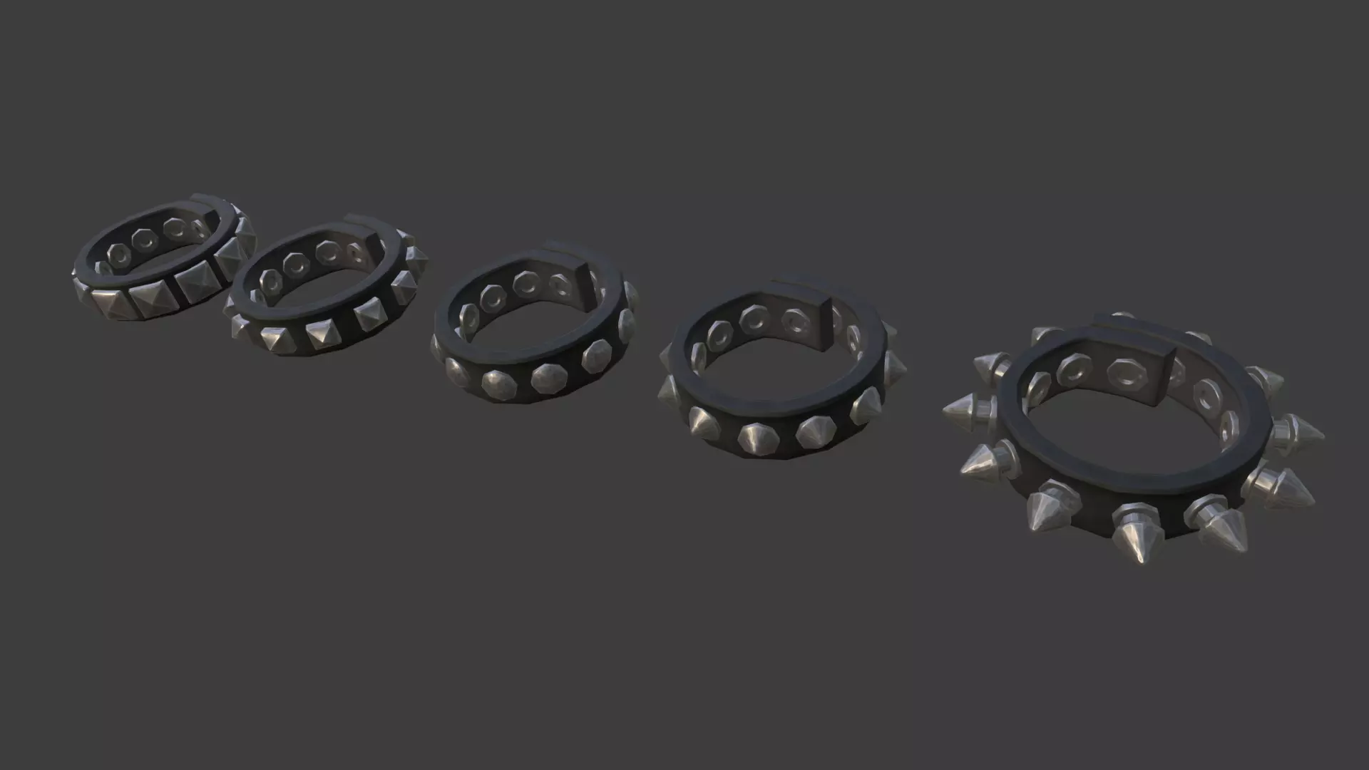 Punk Bracelet Slim Version 1-5 Low-poly 3D model