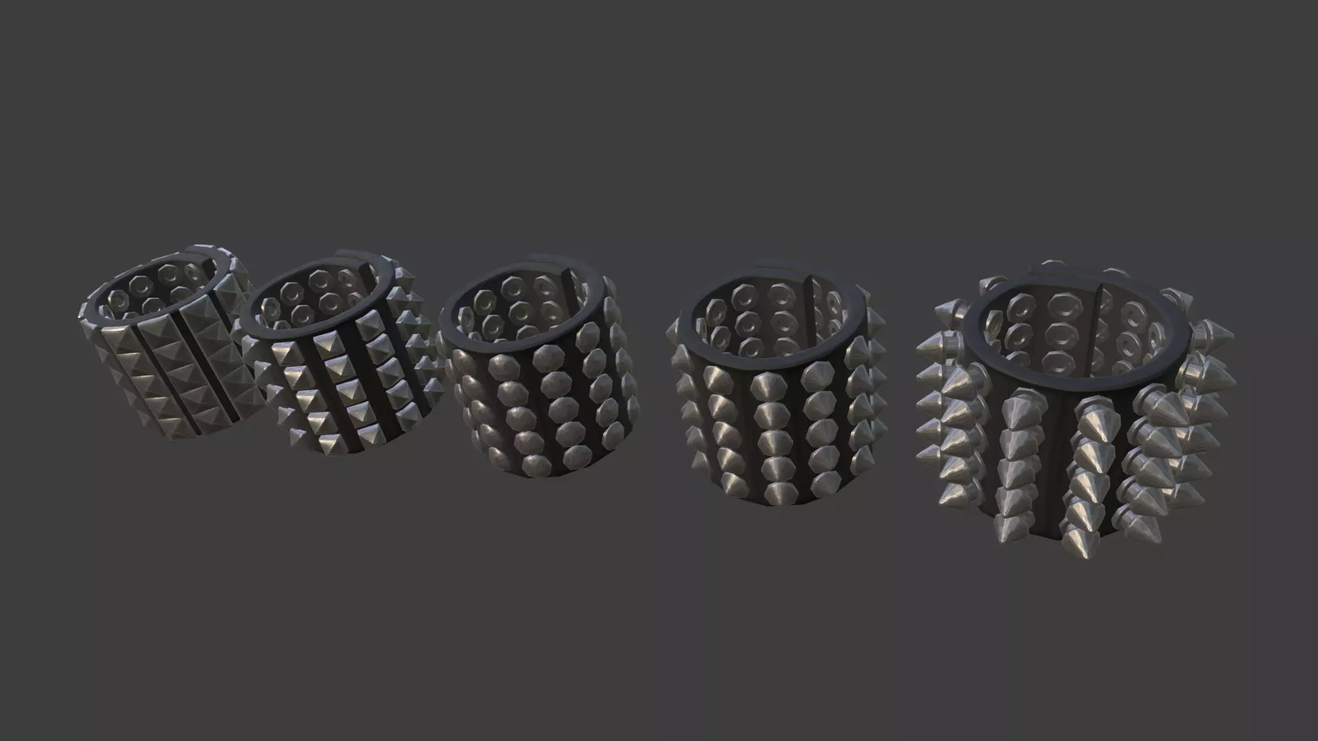 Punk Bracelet Wide Version 1-5 Low-poly 3D model